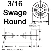 3/16 Round Swage Standoffs-.125 Ø Shank