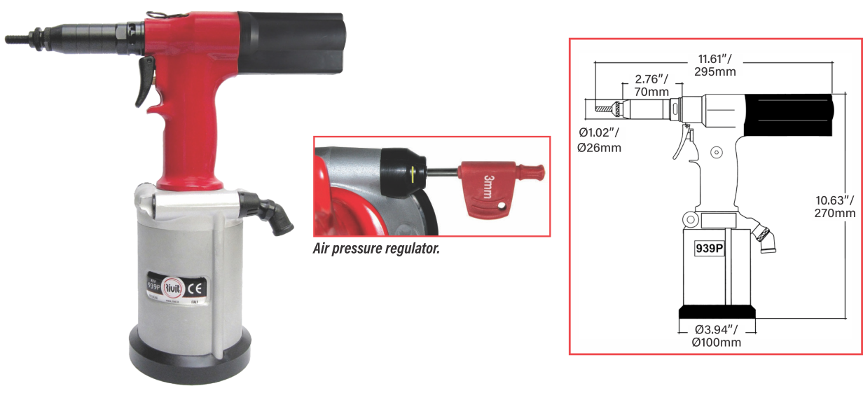 ATLAS® RIV939P POWERFUL PULL-TO-PRESSURE TOOL FOR RIVET NUTS UP TO M12