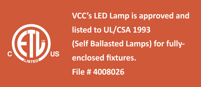 ETL approval for VCC LED Lamp