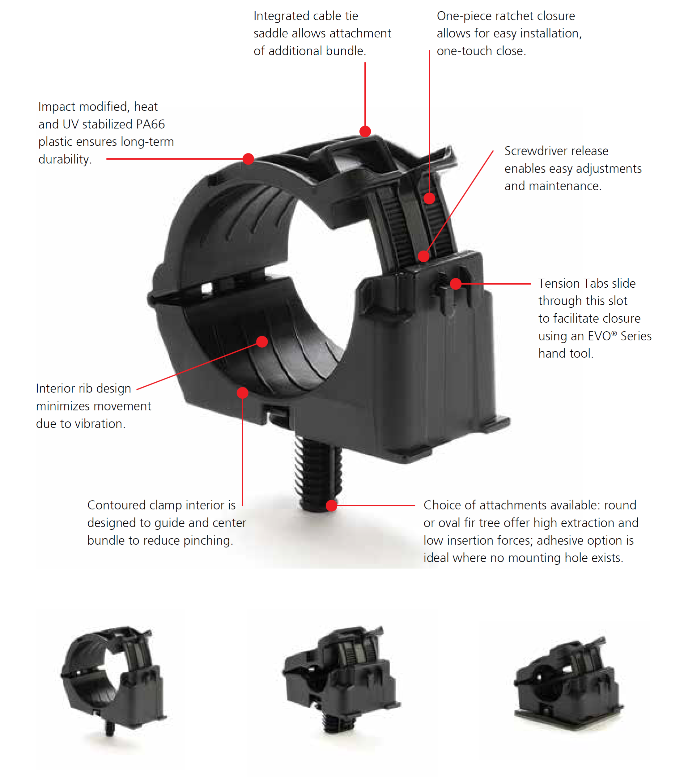 Ratchet P-Clamp Features