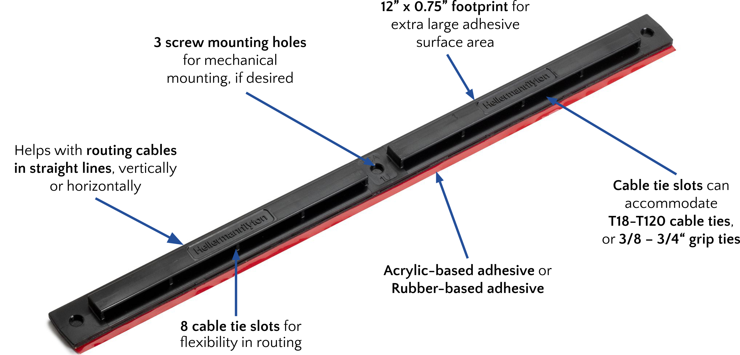 HellermannTyton WireRail Adhesive Cable Tie Mount
