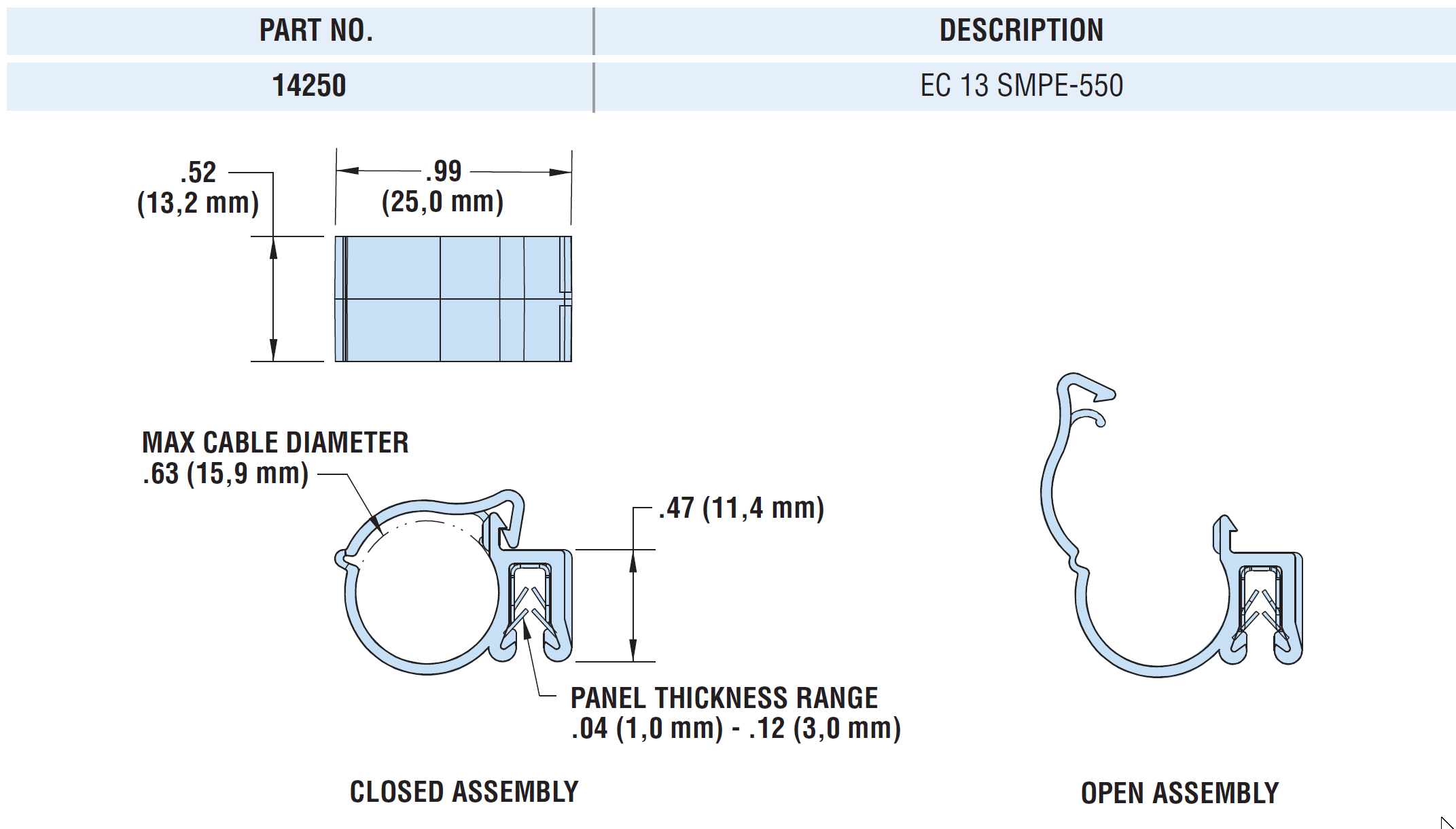 Heyco® Edge Clip Side-Mount Perpendicular Clamp