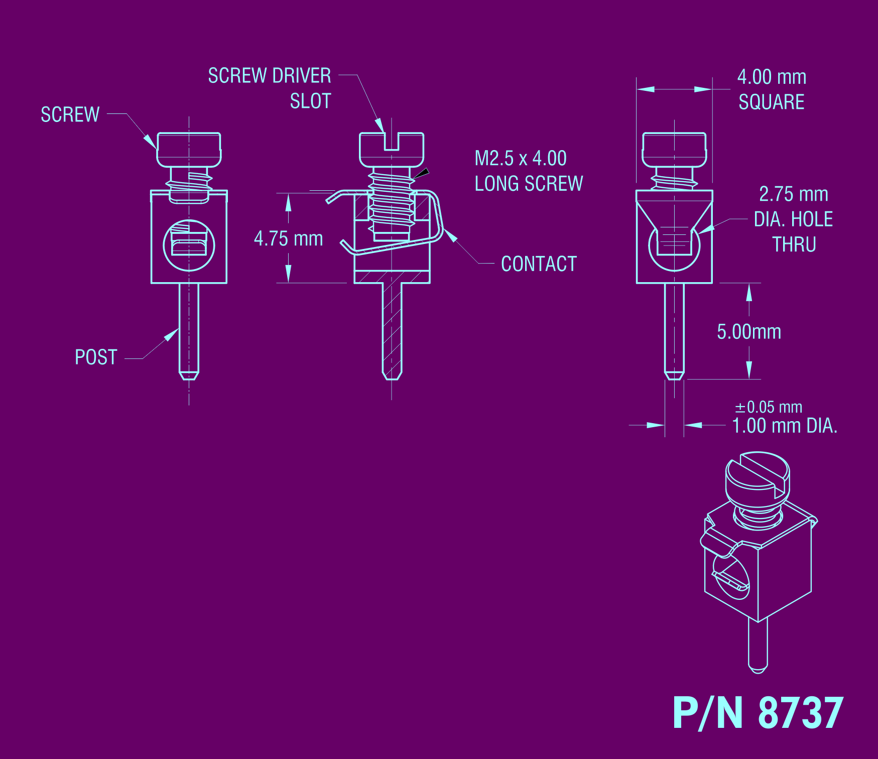 Miniature Metric Binding Post Screw Terminals from Keystone Electronics Corp