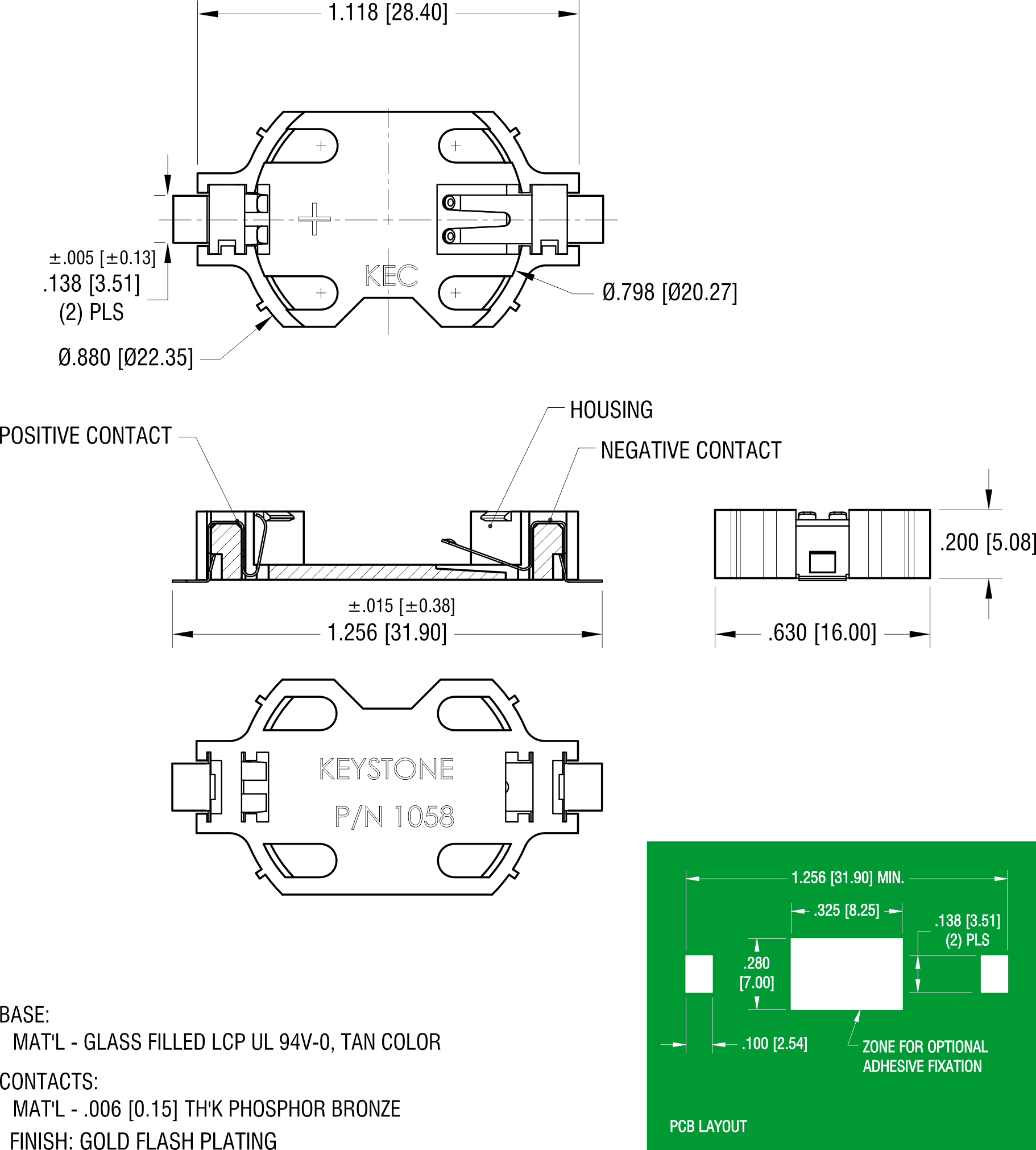 Keystone Auto In 20mm Coin Cell Holder