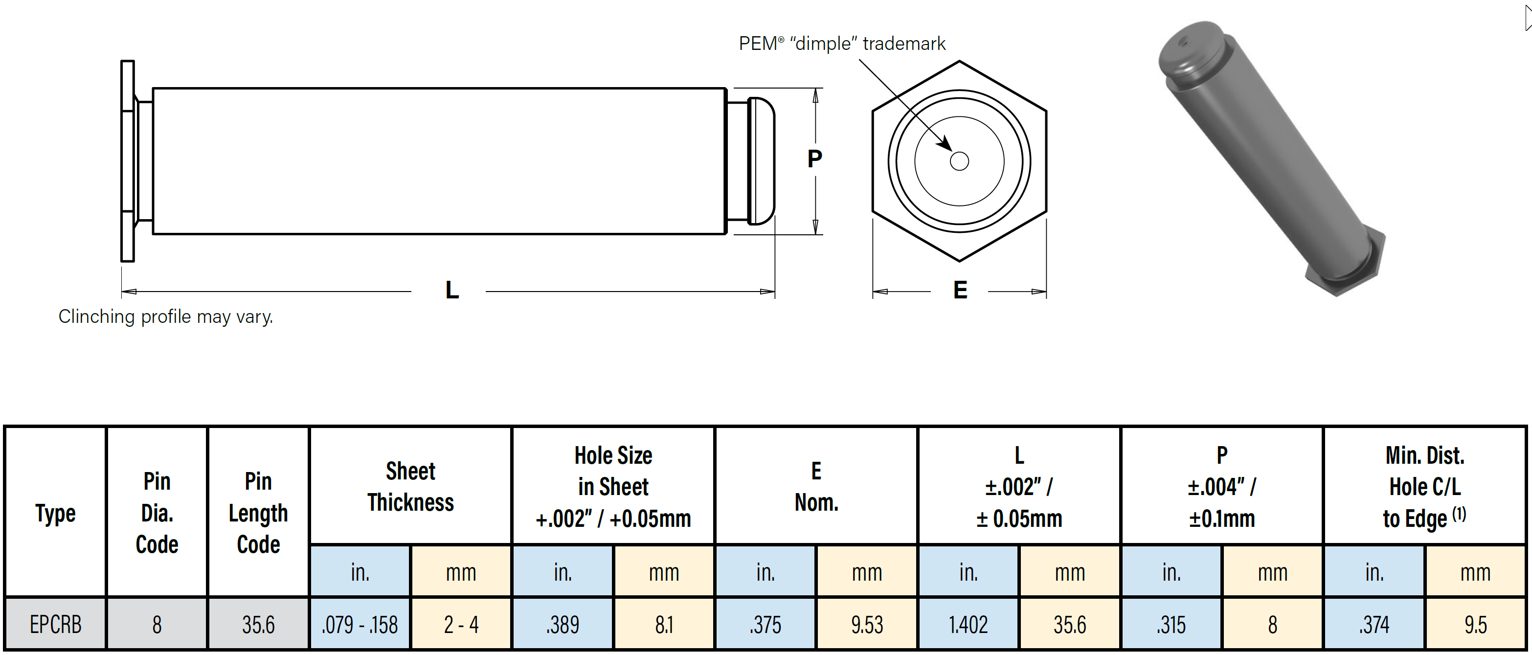 EPCRB™ PEM eConnect™ Self-Clinching Pin