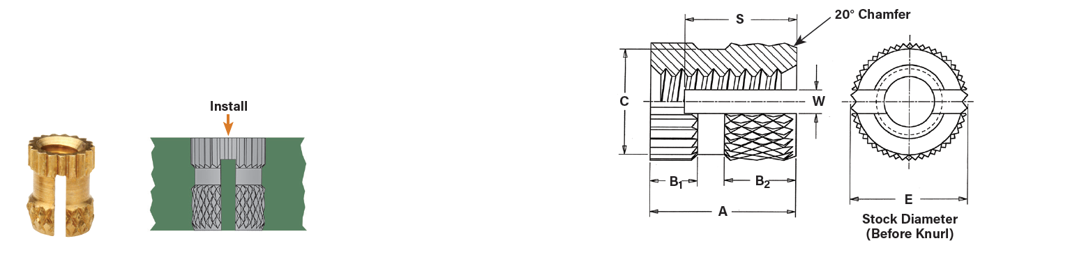 Straight Knurl, PKA™ and PKB™ Inserts